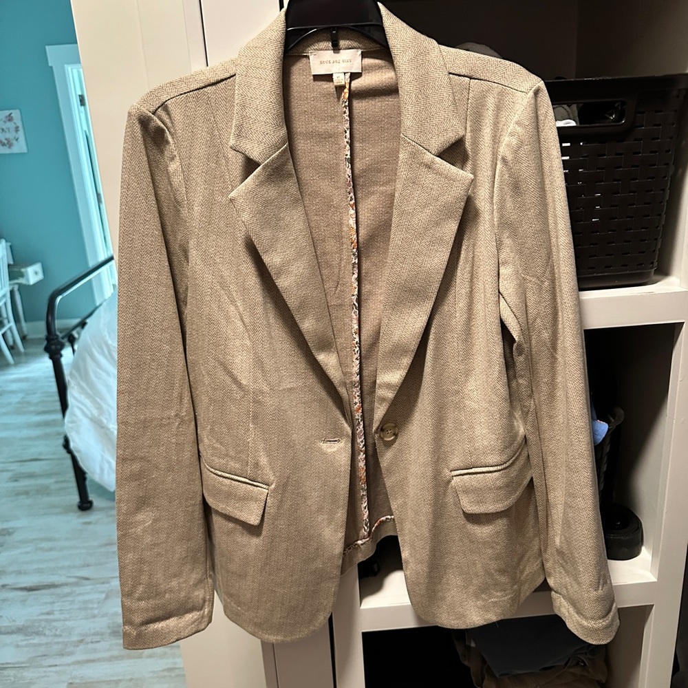Skies Are Blue Tan Blazer Classic Tailored Cut